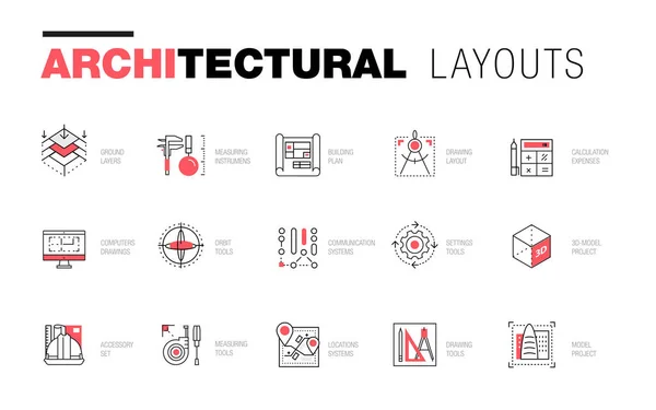 Architektonische Grundrisse in trendiger polygonaler Linienkomposition — Stockvektor