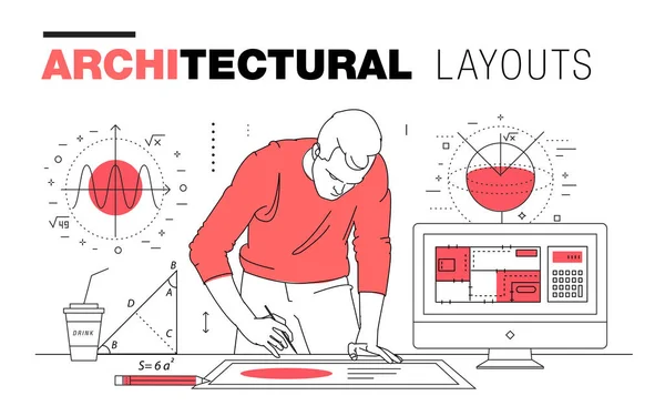 Diseños arquitectónicos en la composición de línea poligonal de moda — Vector de stock