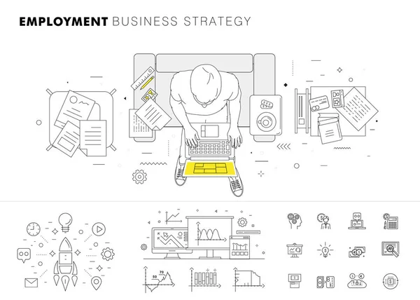 Zakelijke werkgelegenheid grote moderne instellen lay-outs. — Stockvector