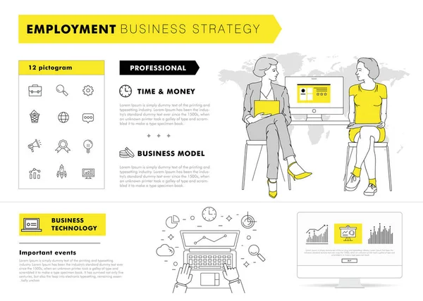 Emprego de negócios grandes layouts de conjuntos modernos . — Vetor de Stock