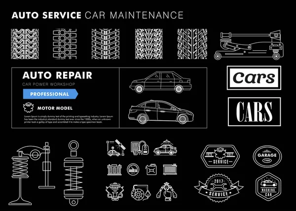 Auto service szintvonal összetétele. — Stock Vector