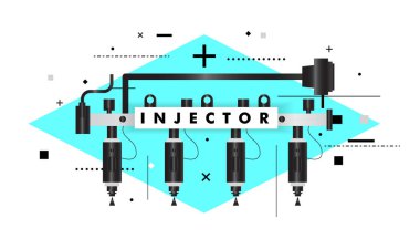 Oto Servisi. Geometri renkli kompozisyon. 