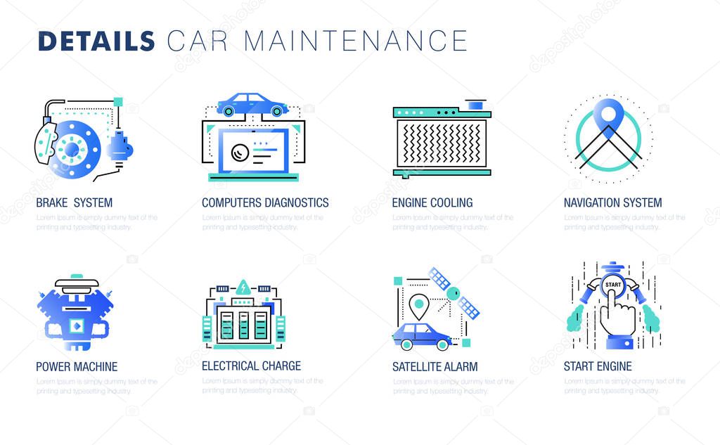 Auto service. Line composition. Machine  technology operations. 