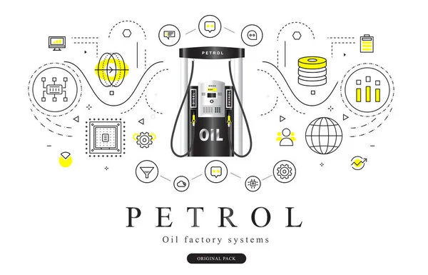 Popularidad Petróleo refinería diseños modernos industria . — Archivo Imágenes Vectoriales