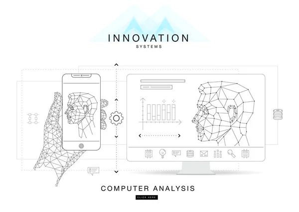 Jövőbeli technika innovációs rendszerek elrendezésű sokszögű kontúr — Stock Vector