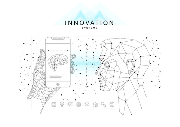 Technique du futur Aménagements des systèmes d'innovation en contour polygonal — Image vectorielle