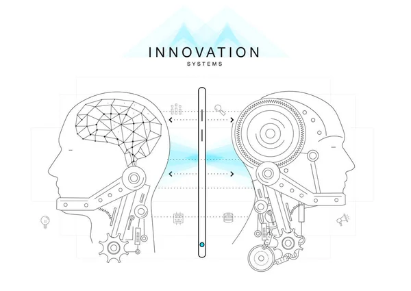 Zukunftstechnologie Innovationssysteme Layouts in polygonaler Kontur — Stockvektor