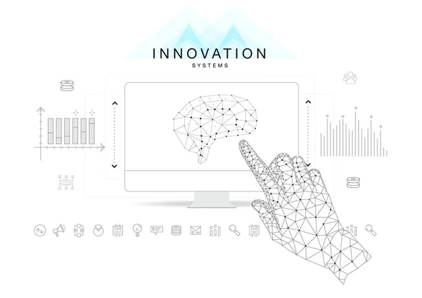 Técnicas futuras Diseños de sistemas de innovación en el contorno poligonal — Archivo Imágenes Vectoriales