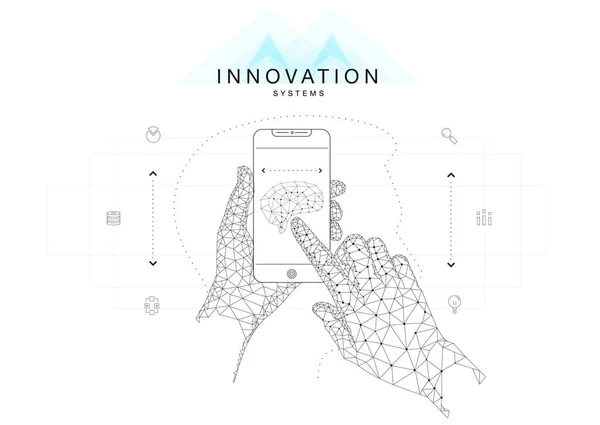 Technique du futur Aménagements des systèmes d'innovation en contour polygonal — Image vectorielle
