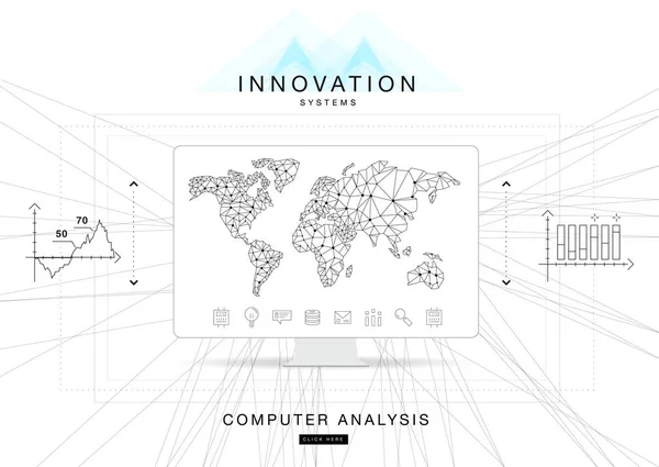 Jövőbeli technika innovációs rendszerek elrendezésű sokszögű kontúr — Stock Vector