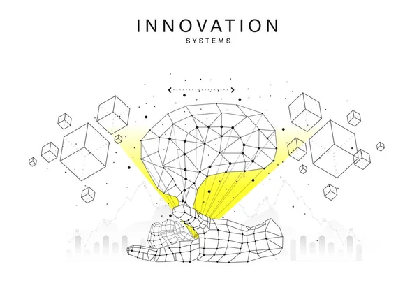 Tecniche di tendenza Layout dei sistemi di innovazione nella composizione della linea di contorno poligonale — Vettoriale Stock