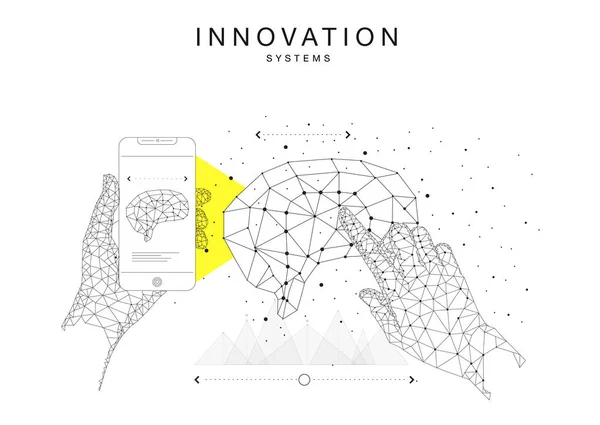 Técnicas de moda Diseños de sistemas de innovación en la composición de líneas de contorno de polígonos — Vector de stock