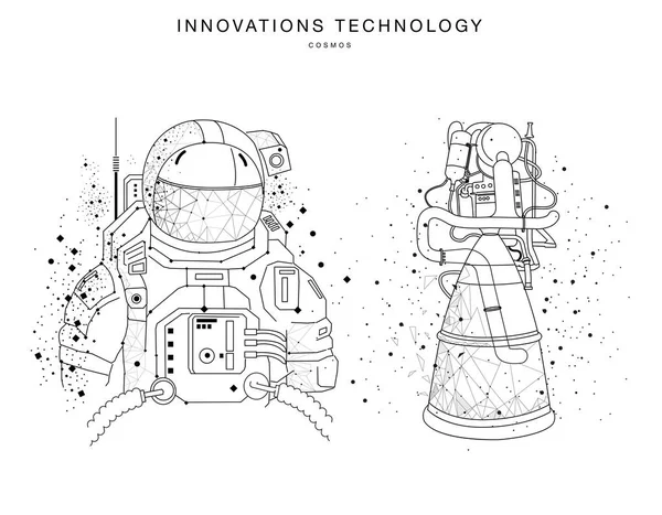 Tecnologie future nelle operazioni del cosmo — Vettoriale Stock