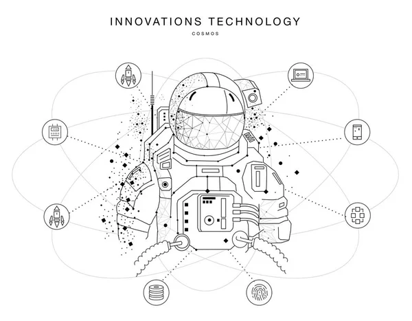 Tecnologías futuras en las operaciones del cosmos — Archivo Imágenes Vectoriales