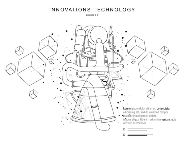 Tecnologías futuras en las operaciones del cosmos — Vector de stock