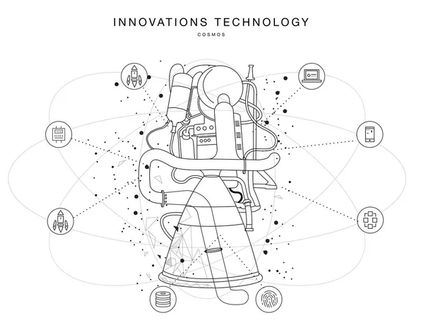 Tecnologie future nelle operazioni del cosmo — Vettoriale Stock