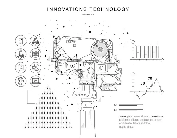 Tecnologías futuras en las operaciones del cosmos — Archivo Imágenes Vectoriales