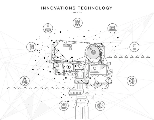 Tecnologías futuras en las operaciones del cosmos — Vector de stock