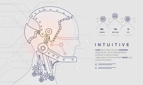 Sistem Inovasi Yang Menghubungkan Manusia Dan Perangkat Robot Teknologi Masa - Stok Vektor