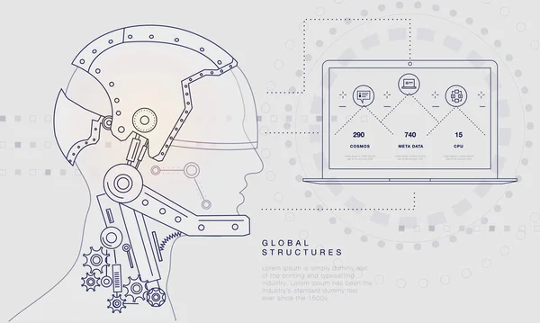 Innovations Systèmes Reliant Les Personnes Les Robots Appareils Technologies Futures — Image vectorielle