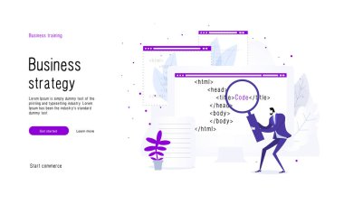 İş metaforu. Büyüteçli bir adam sizin ticaret modelinizle karşılaştırma yapıyor. Ticari girişim. Liderlik becerileri şirketinizi yeni bir seviyeye taşıyor. İzole edilmiş
