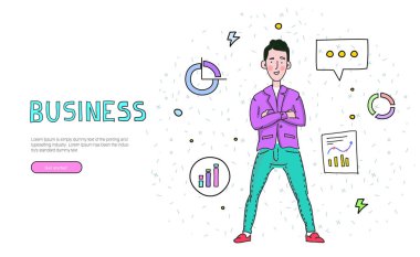 ux / ui simgeleriyle iş illüstrasyonları. Modern ticaret tasarımı için en iyi fikirler. Geleceğin gelişimi ve büyüme finans sistemleri. Ticaret pazarında moda bilgi grafikleri