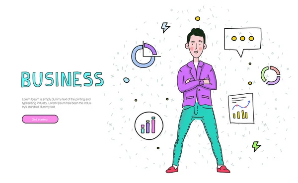 Ilustrações Negócios Com Ícones Melhores Boas Ideias Para Design Comércio — Vetor de Stock