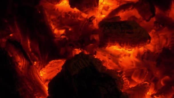 Hot coals. Fire. background. — Stock Video