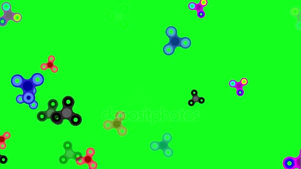 Spinnen spinner. Groene achtergrond. Het scherm van de plons. Computergraphics. Loop. — Stockvideo