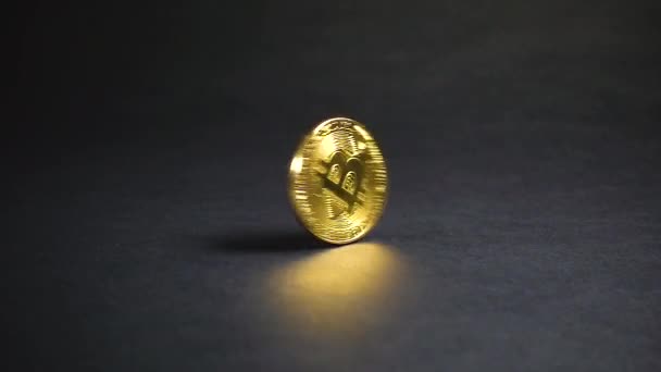 Homme Tord Une Pièce Bitcoin Bit Btc Économie Crypto Monnaie — Video