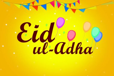 Müslüman toplum Bayramı coşkuyla için çiçek arka plan metin Eid Bayramı yıldız ve balon Arapça İslam hat dekore