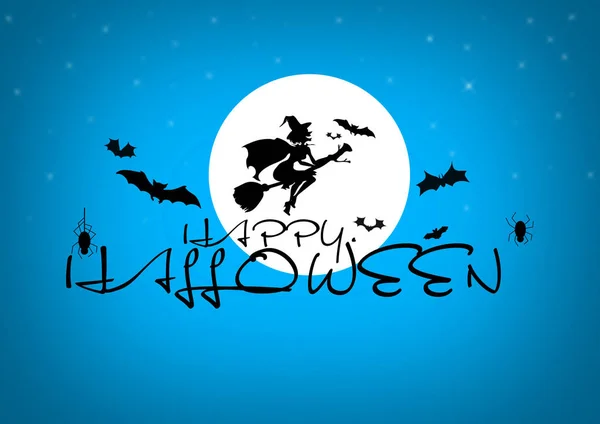 Feliz Halloween Texto Banner, vetor. Halloween inscrição fundo azul . — Fotografia de Stock