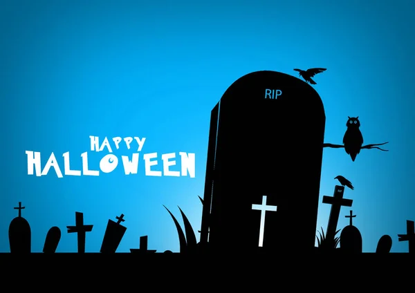 Letras de Halloween. Feliz halloween illustration.Happy diseño de texto de halloween sobre fondo azul . —  Fotos de Stock
