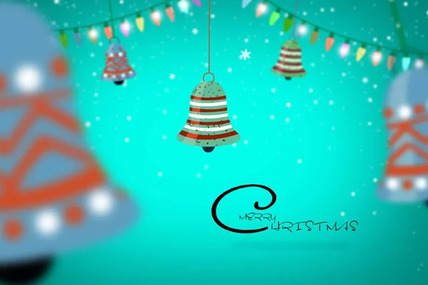Merry Christmas Illustration Design With light And bell banner design.