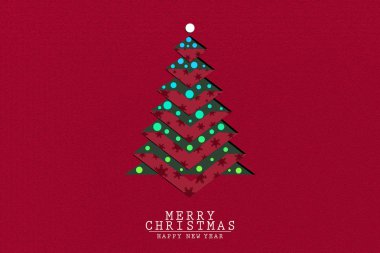 Noel ve Yeni Yıl Noel Ağacı ile kırmızı arka plan