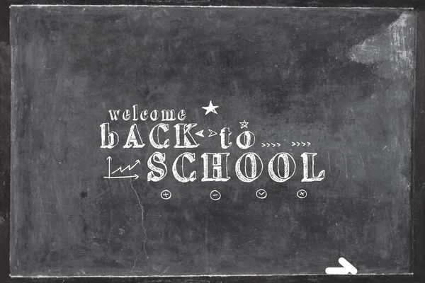 Schultafel Mit Kreide Geschriebenem Text Zurück Zur Schule Illustration — Stockfoto