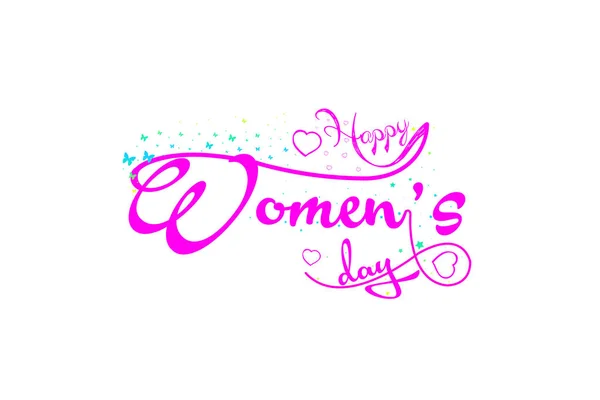 Happy Women Day Vector Card Marzo Sobre Fondo Blanco Plantilla —  Fotos de Stock