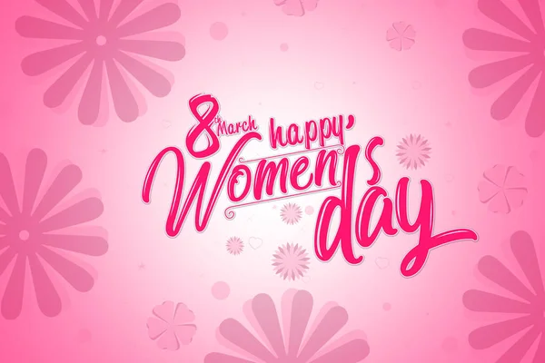 International women\'s day poster, pink color with flowers background.