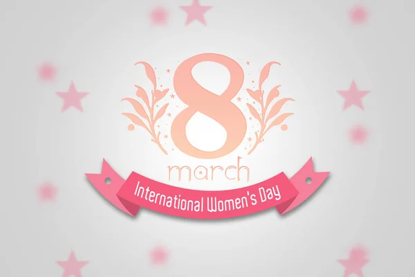国際婦人デーの花のデザインのグリーティング カード ピンク色の星の背景には 女性の日 — ストック写真