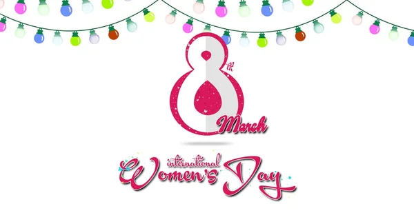 Mutlu Kadınlar Günü Tebrik Kartı Kartpostal Mart Beyaz Arka Plan — Stok fotoğraf
