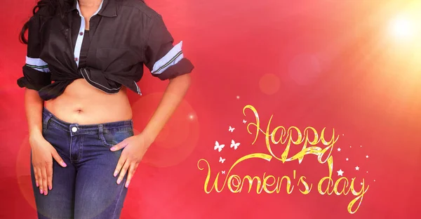Glada Kvinnodagen Mars Internationella Kvinnodagen — Stockfoto