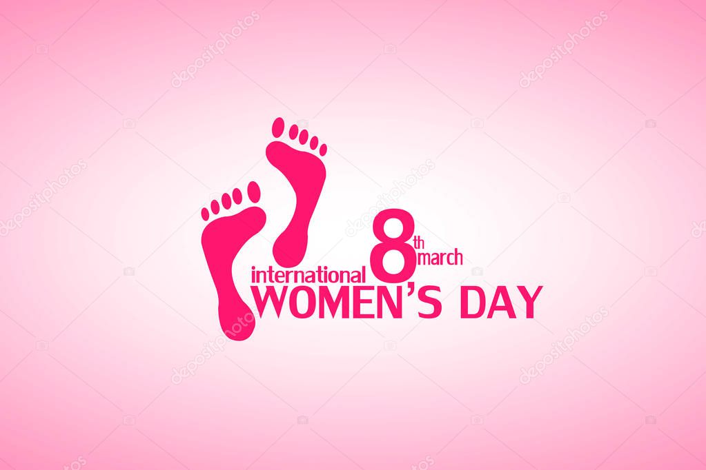 Happy Women's Day, greeting card template with feet simple