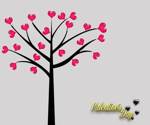 Valentinstag Baum Mit Herzen — Stockfoto