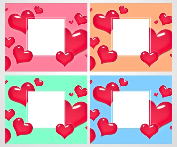 Набор Романтических Красочных Открыток Сердечками Плакат Дизайн Векторная Иллюстрация — стоковое фото