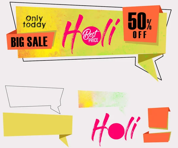 Big Sale with 50% discount and big offer with colorful floral website header or banner set for indian festival holi.