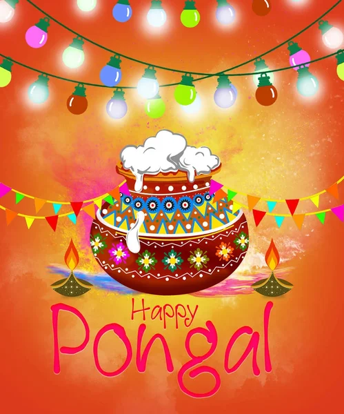 Illustration Happy Pongal Greeting Background — Stock Photo, Image