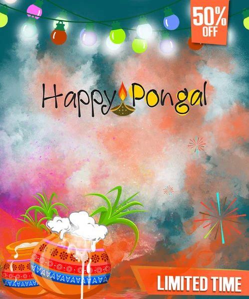 Pongal の元気にあいさつ背景のイラスト — ストック写真