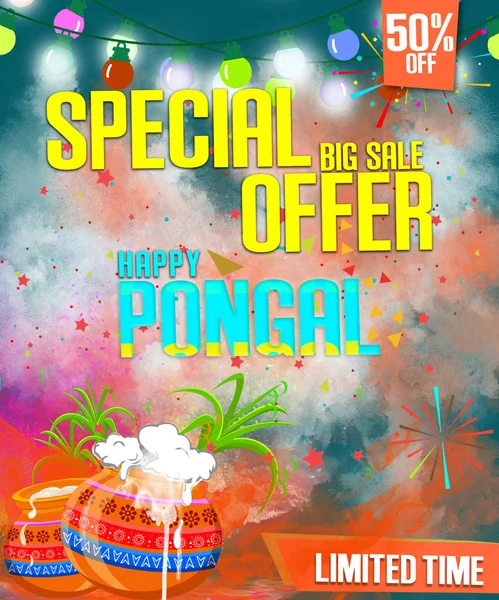 illustration of Happy Pongal holiday festival celebration background, poster, banner