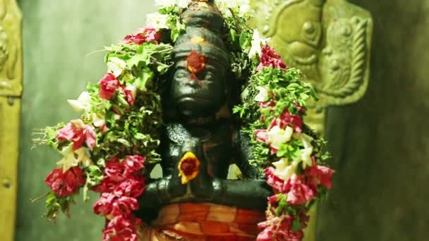 Een Standbeeld Van Lord Hanuman Hindoe Godin Traditionele Hindoe Tempel — Stockvideo