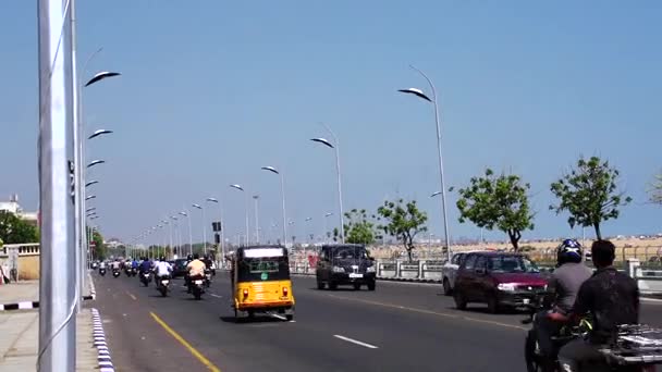 Perto Marina Beach Road Busy Street Scene Chennai Índia — Vídeo de Stock